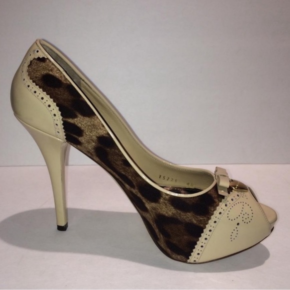 Dolce&Gabbana Peep Toe Leopard Patent Leather Pump - Picture 3 of 7